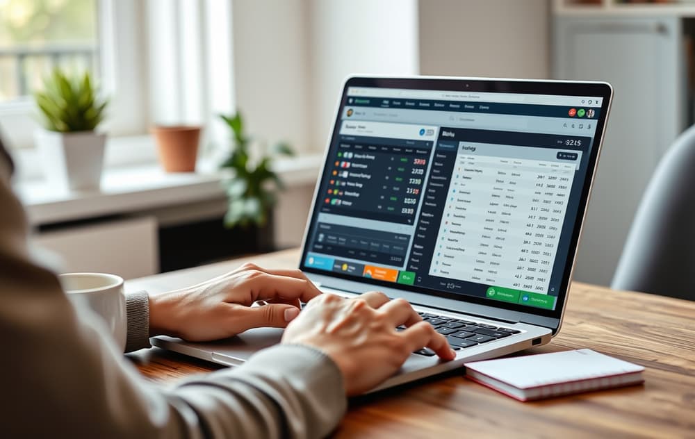 Sammenligning av bettingsider på laptop